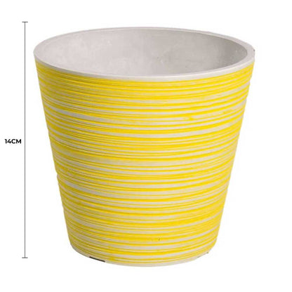 Yellow and White Engraved Pot 14cm - Image 2