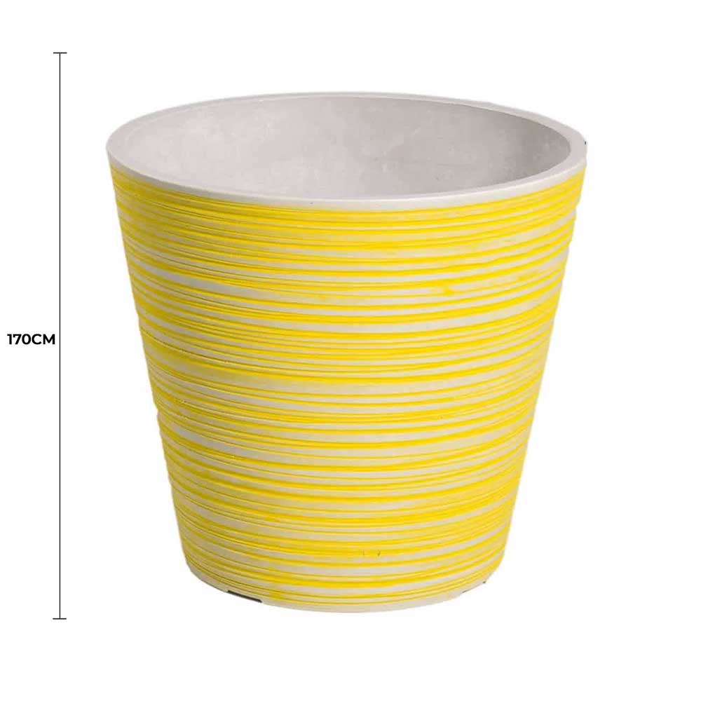 Yellow and White Engraved Pot 17cm - Image 2