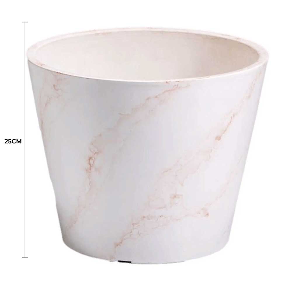 Red & White Imitation Marble Pot 25cm - Image 2