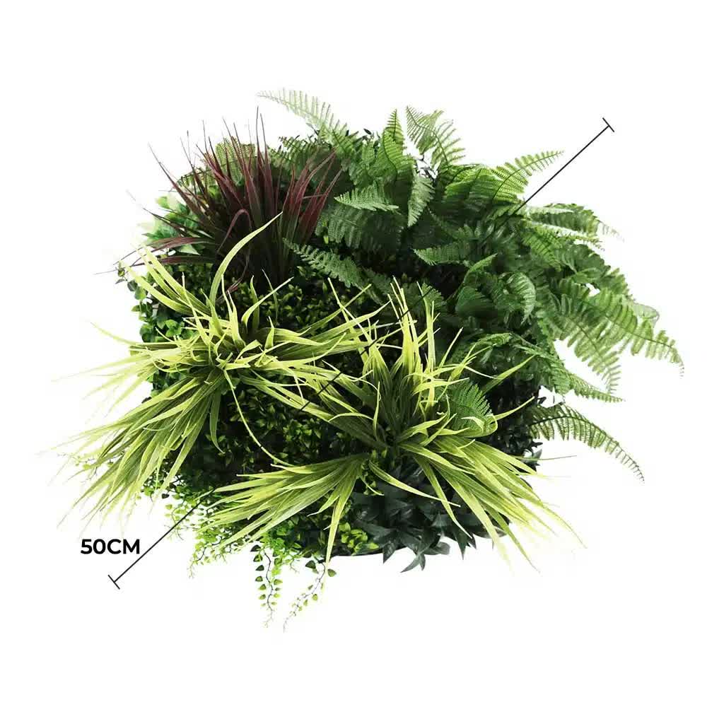 Slimline Artificial Green Wall Disc Art 50cm White Grassy UV Resistant (White) - Image 2