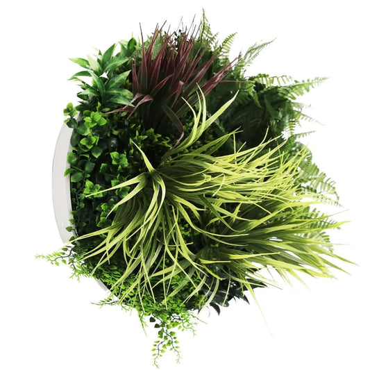 Slimline Artificial Green Wall Disc Art 50cm White Grassy UV Resistant (White) - Image 3