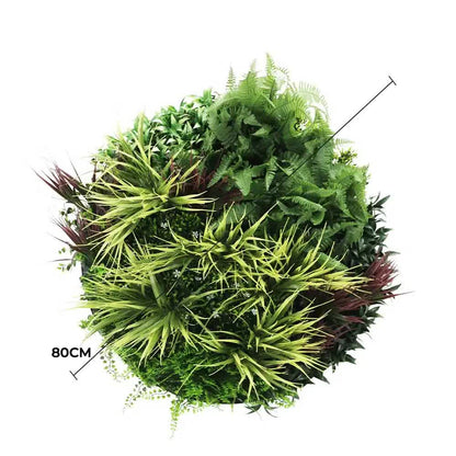 Slimline Artificial Green Wall Disc Art 80cm Grassy Fern UV Resistant (White) - Image 2