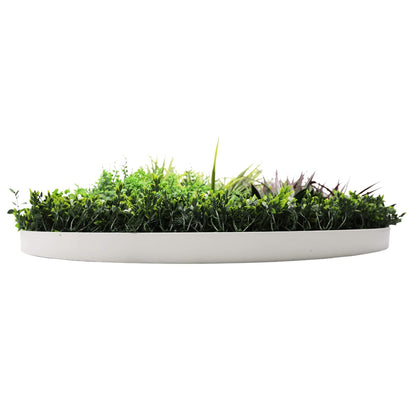Slimline Artificial Green Wall Disc Art 100cm Grassy Fern UV Resistant (White) - Image 4