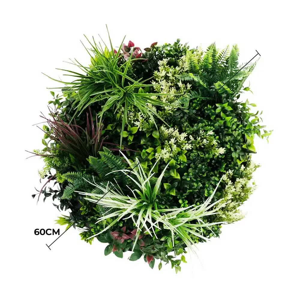 Slimline Artificial Green Wall Disc Art 60cm Colour Fresh UV Resistant (White) - Image 2