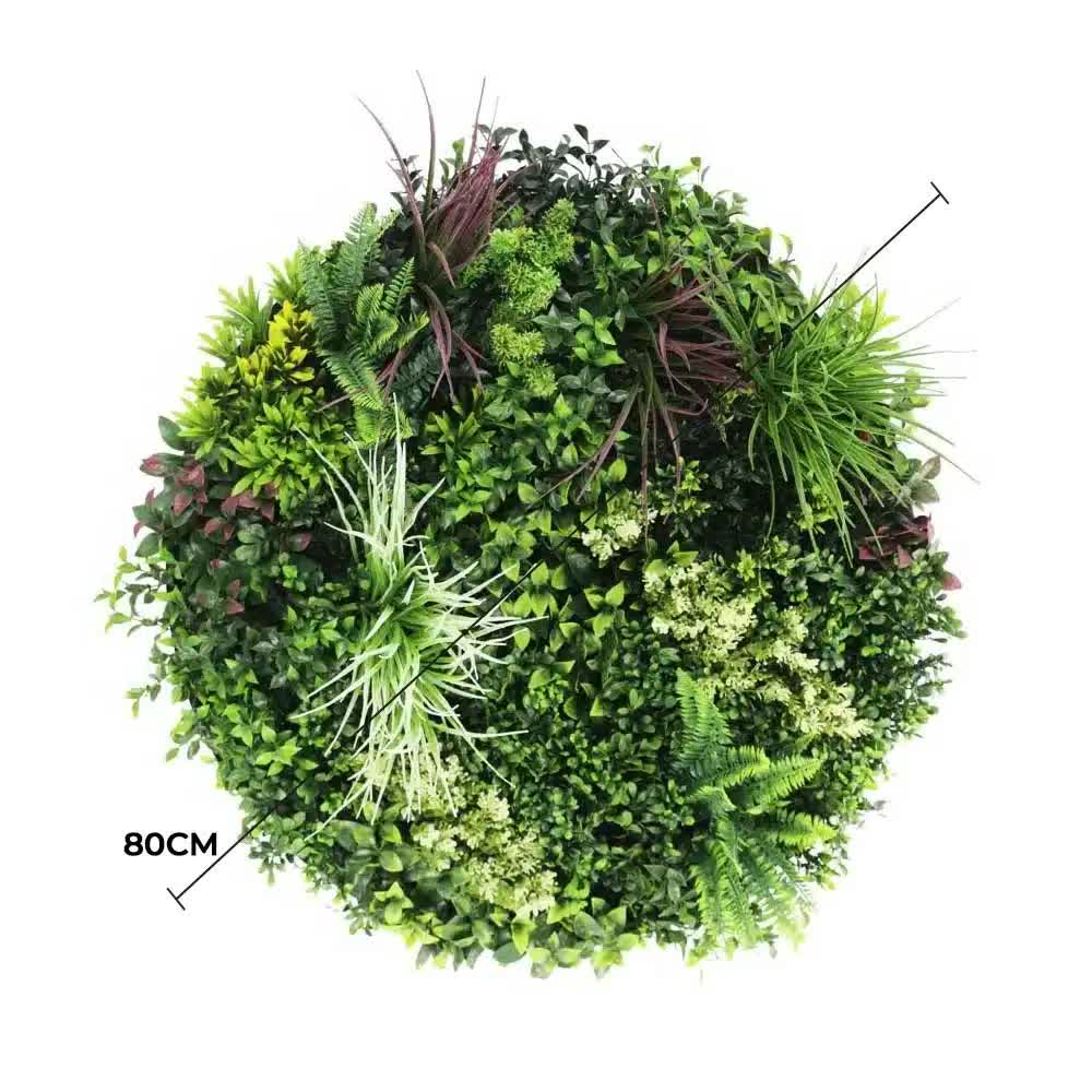 Slimline Artificial Green Wall Disc Art 80cm Colour Fresh UV Resistant (Black) - Image 2