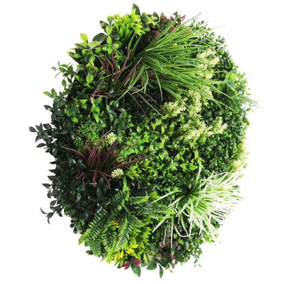 Slimline Artificial Green Wall Disc Art 80cm Colour Fresh UV Resistant (White) - Image 3