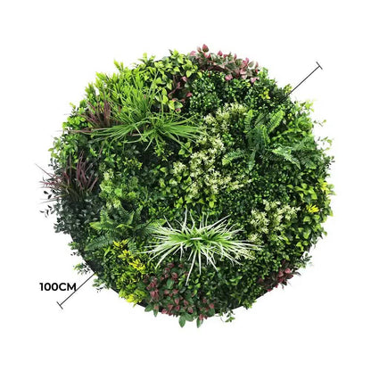 Slimline Artificial Green Wall Disc Art 100cm Colour Fresh UV Resistant (Black) - Image 2