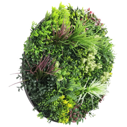 Slimline Artificial Green Wall Disc Art 100cm Colour Fresh UV Resistant (Black) - Image 3