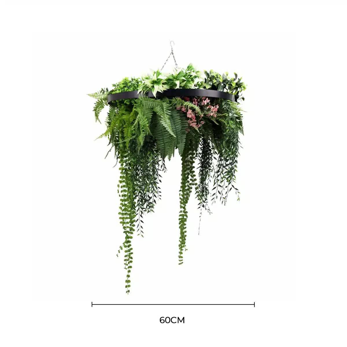 Black Artificial Hanging Green Wall Disc 60cm UV Resistant - Image 2