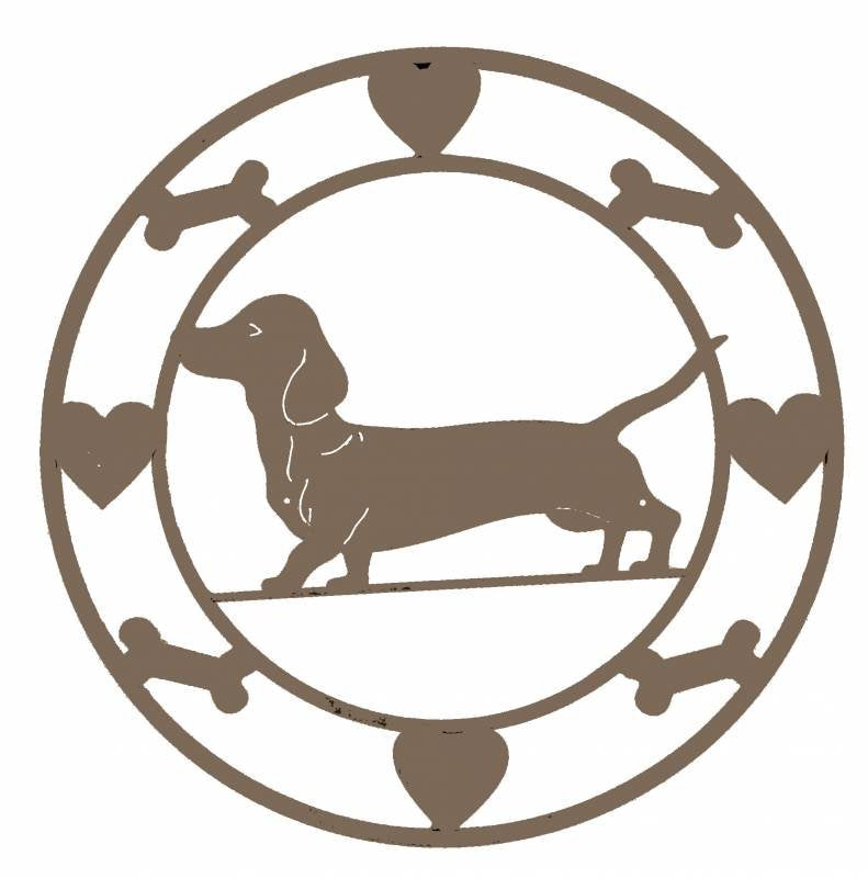 Round Dachshund Metal Wall Art 40cm - Image 2