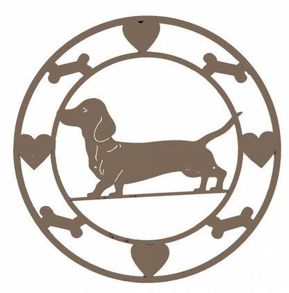 Round Dachshund Metal Wall Art 40cm - Image 2