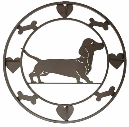 Round Dachshund Metal Wall Art 40cm - Image 3