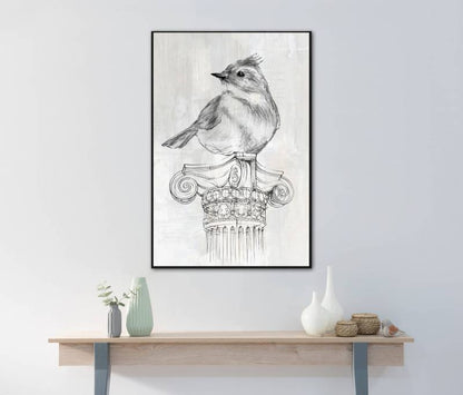 Bird on Column Framed Canvas 90cm - Image 2