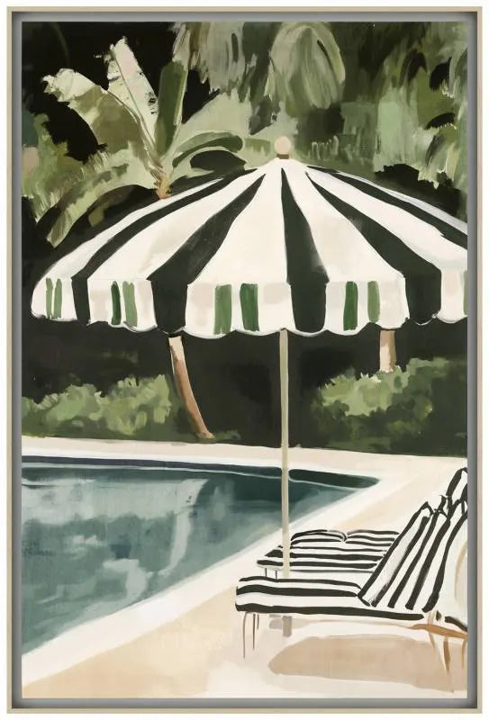 Jungle By The Pool Artwork Framed Wall Art 80x120cm