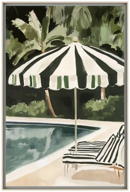 Jungle By The Pool Artwork Framed Wall Art 80x120cm