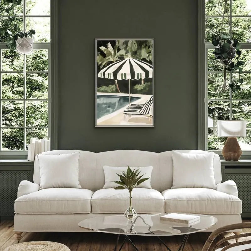 Jungle By The Pool Artwork Framed Wall Art 80x120cm - Image 2