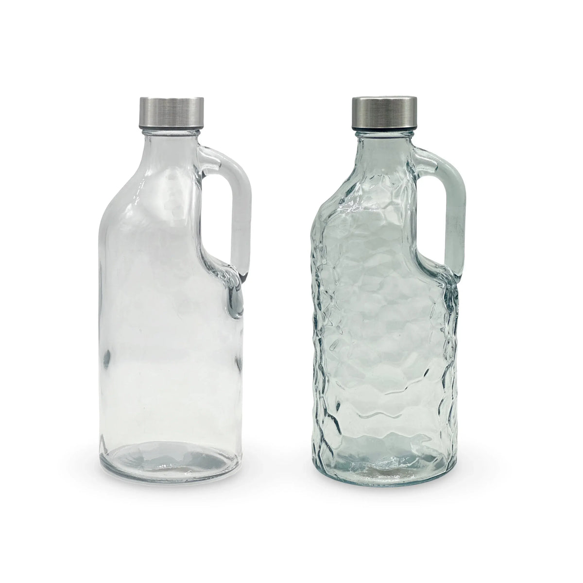 bulk 12 Clear Glass Water Bottle w Handle 1L 2 Assorted 10x25cm
