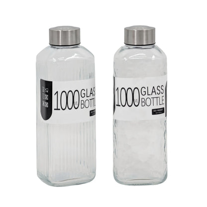bulk 12 Glass Bottle w/ Metal Screw Lid 1Lt 23cm - Image 2