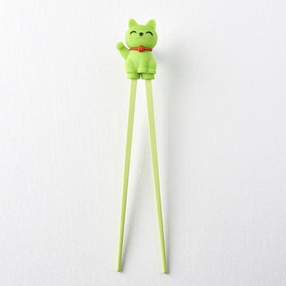Maneki Trainer Chopsticks Lucky Cat in Green - Image 2