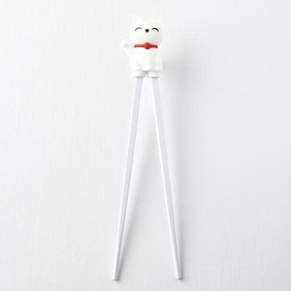Maneki Trainer Chopsticks Lucky Cat in White - Image 2