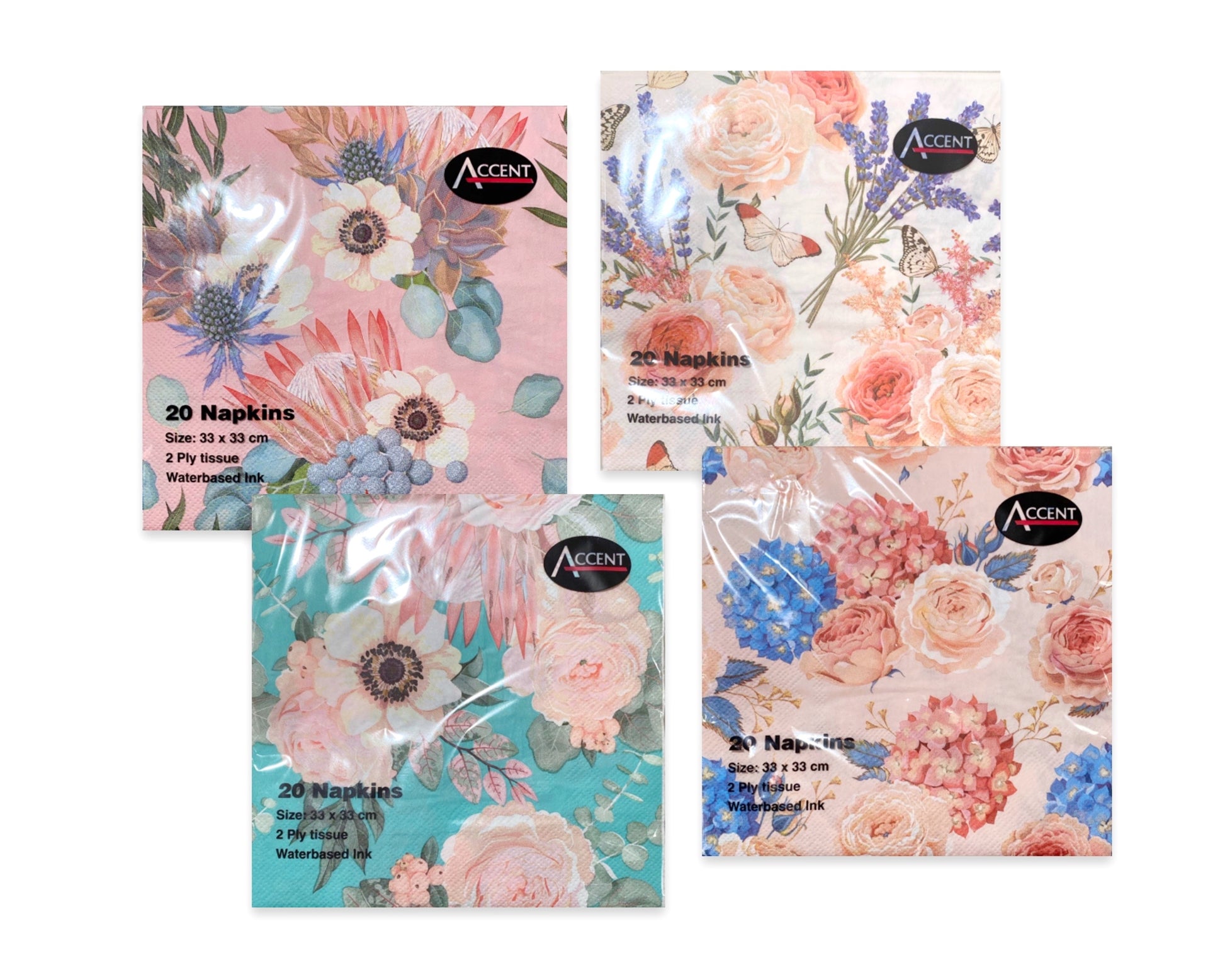 bulk 960 Happy Blossom Napkin 2ply Assort 33cm
