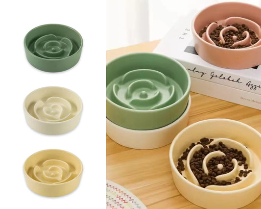 bulk 12 Pet Slow Feeder Flower Bowl 3 Asst 15x4cm