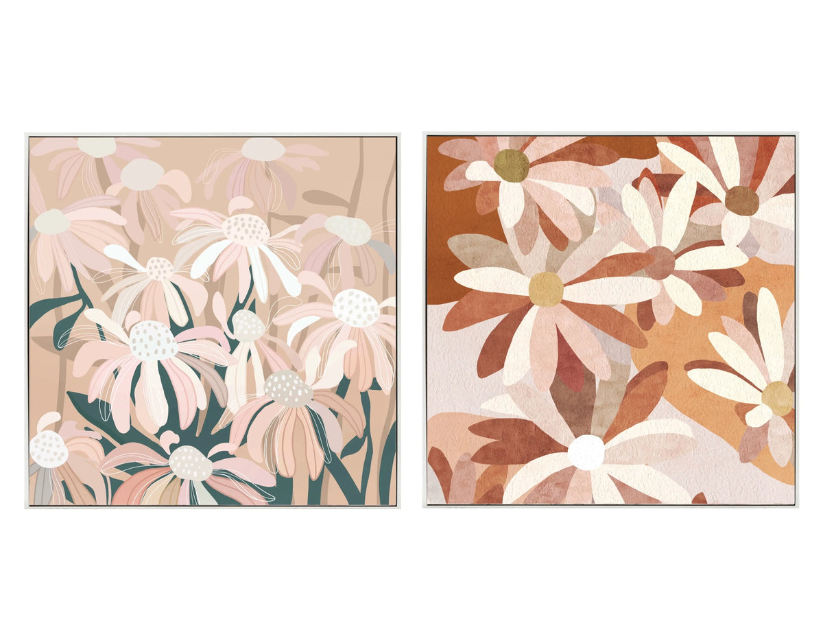 Set 2 Pink Flowers Wall Art Assort 60cm