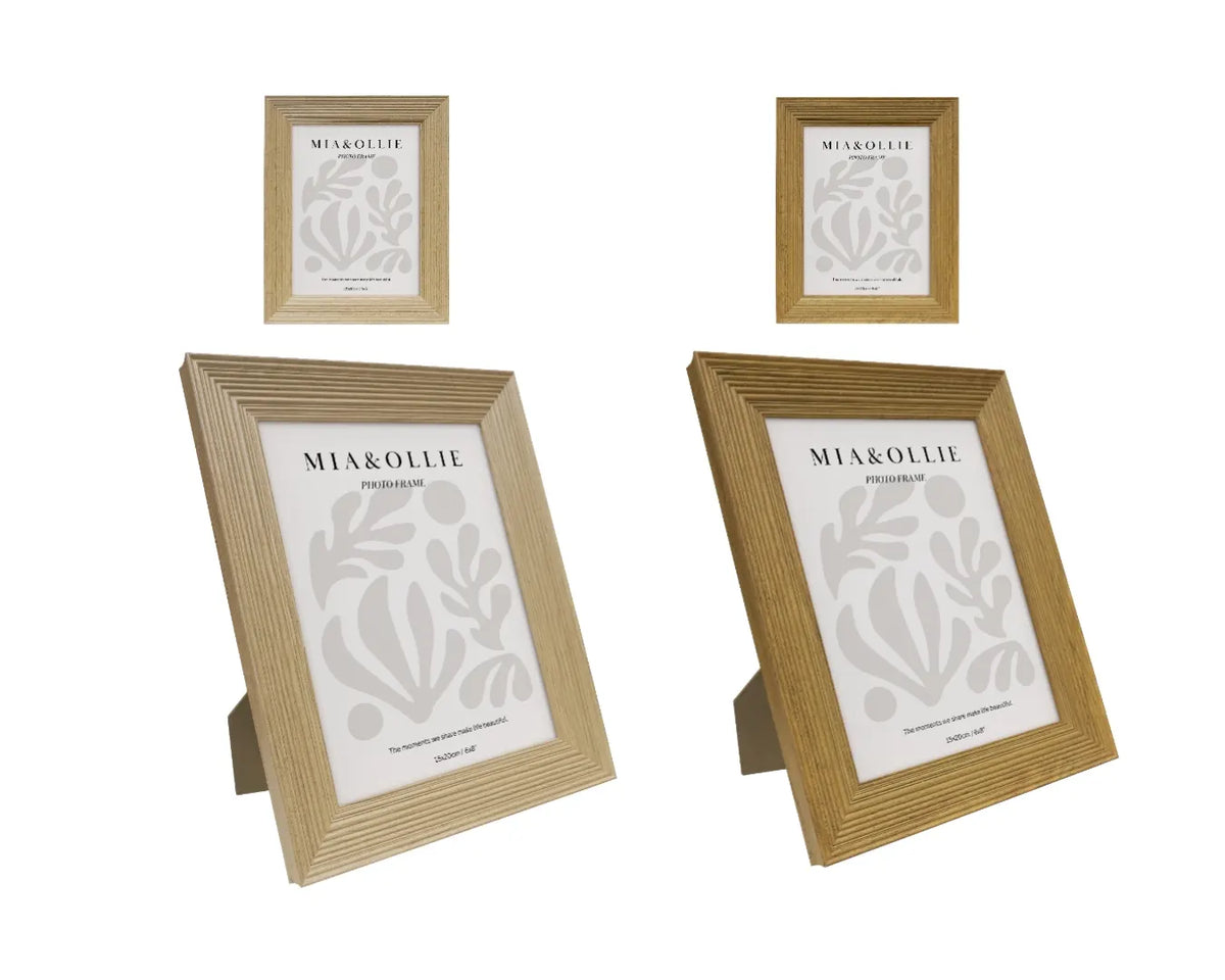 Set 2 Photo Frame Oak '6x8in' Assort 20cm