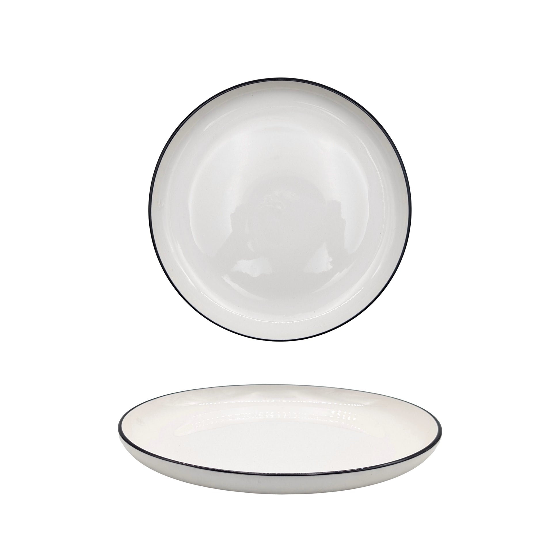 bulk 24 Sorrento Porcelain Side Plate w Black Rim 20cm