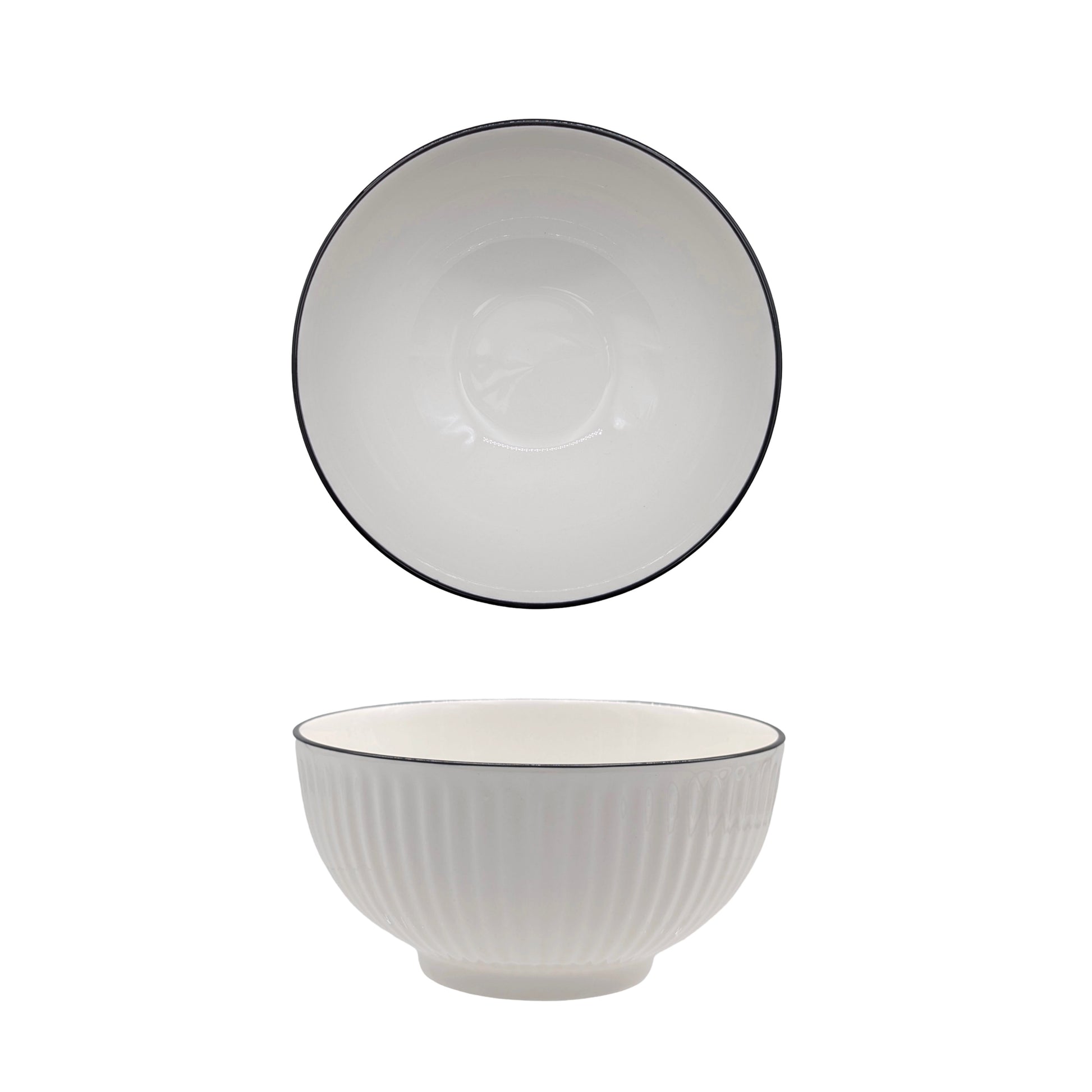 bulk 24 Sorrento Porcelain Embossed Bowl w Black Rim 6.5'' 16cm