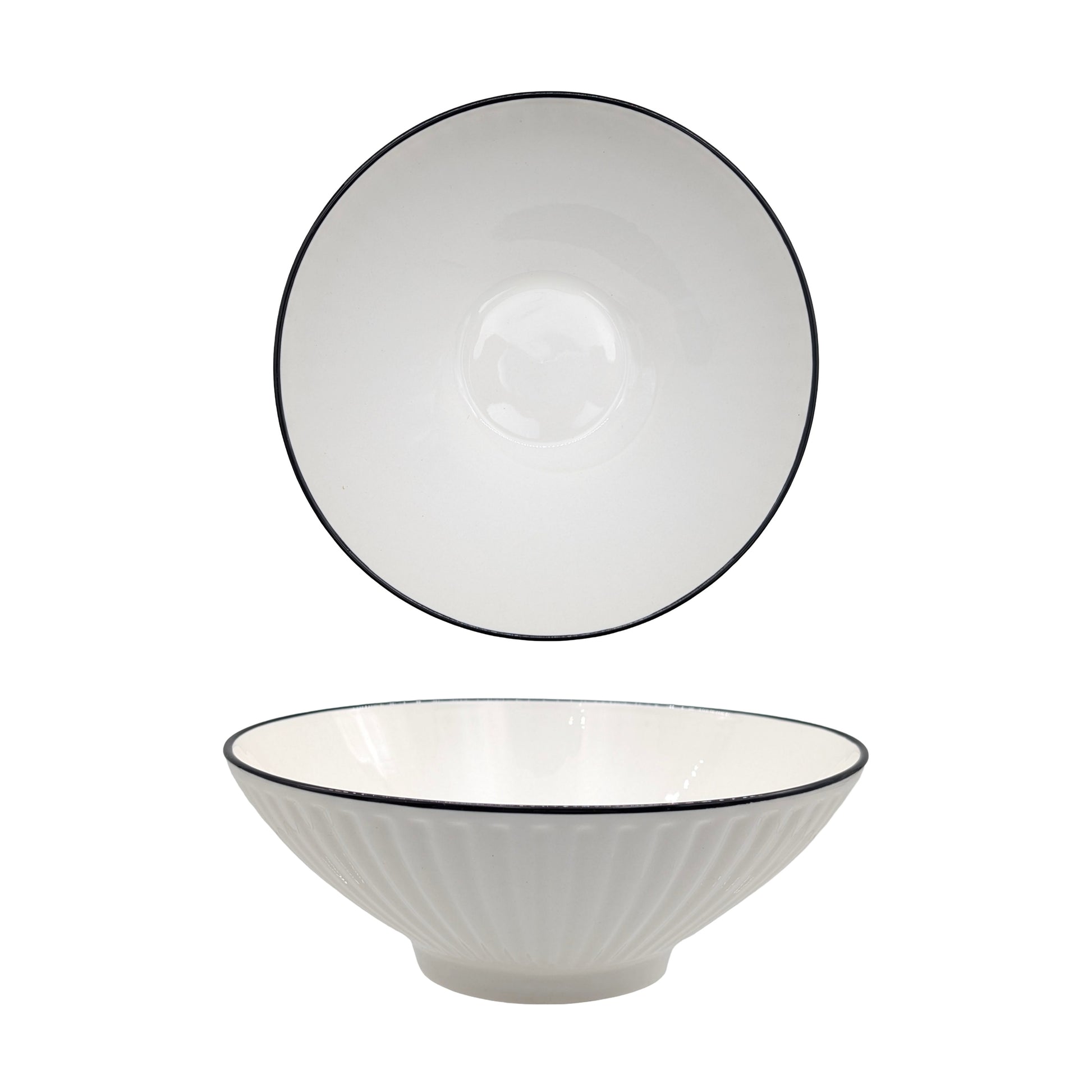 bulk 24 Sorrento Porcelain Embossed Soup Bowl w Black Rim 8" 20cm