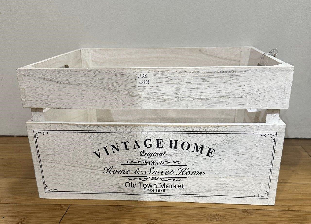 Vintage Home Wood Crates White Wash 40x22cm - Image 2