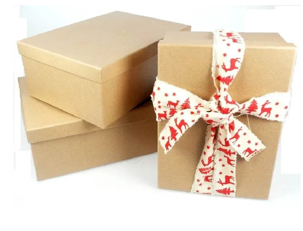 Set 18 Assorted Gift Boxes Natural Brown 43x16cm
