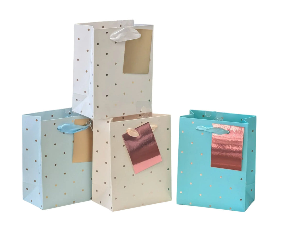 bulk 24 Small Foil Dot Gift Bag Assorted 14cm - Image 2