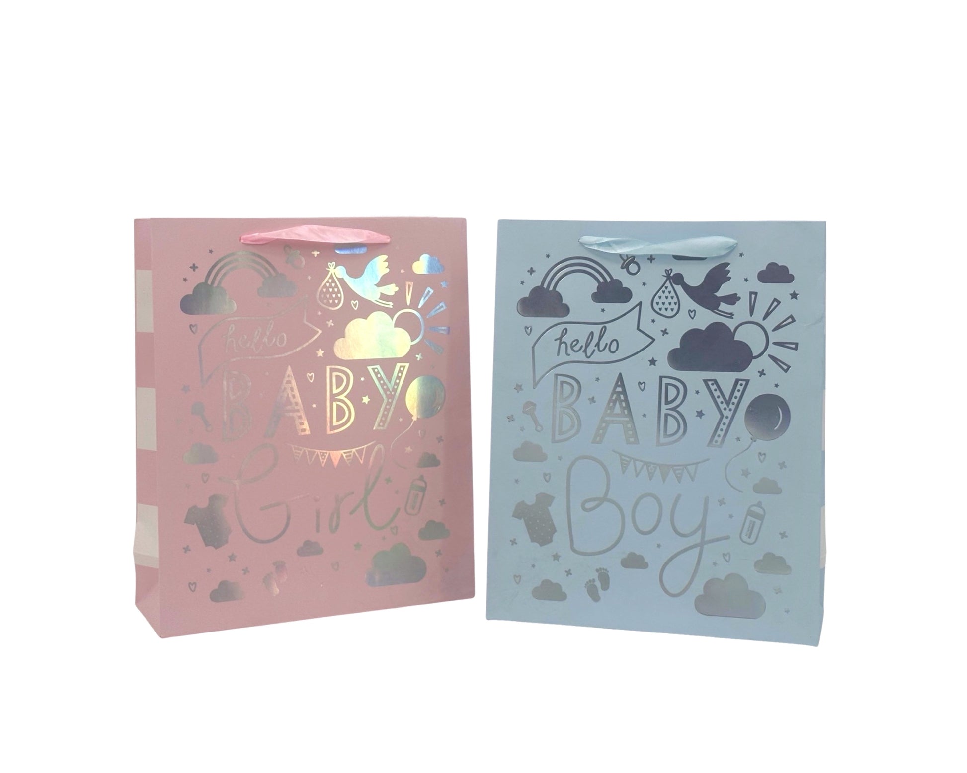 bulk 24 Xlarge Foiled Baby Gift Bag Assort 42cm