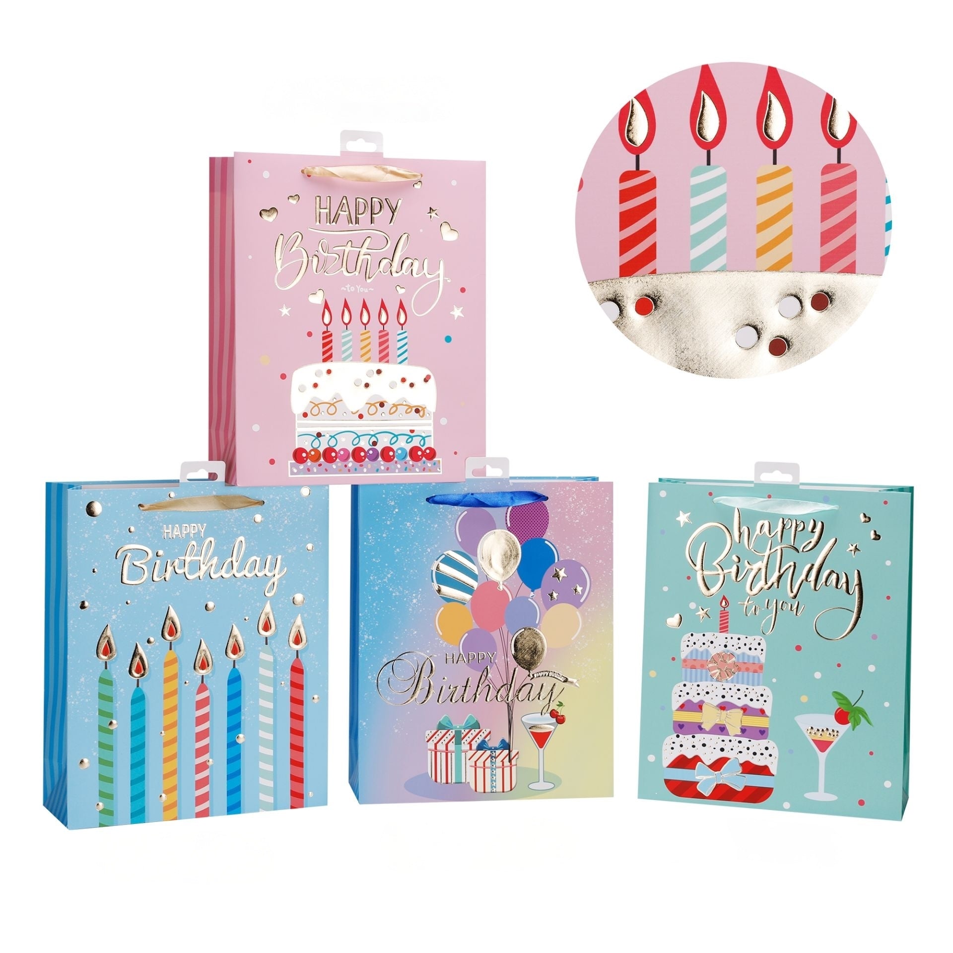 bulk 24 Large Birthday Delight Gift Bag Assort 32cm