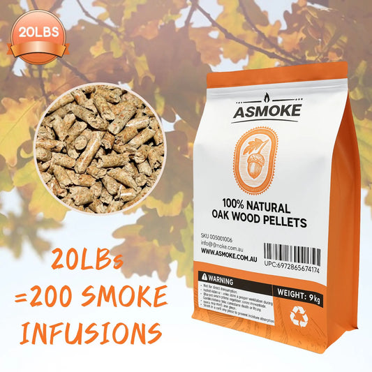 ASMOKE 100% Natural Premium Oak Wood BBQ Pellets for Smoker & Grill (9kg / 20lbs) - Image 4