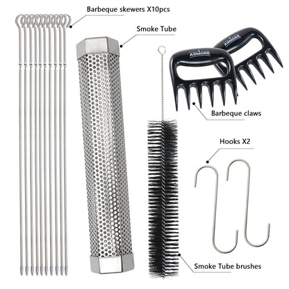 Asmoke BBQ Set (Includes Two Meat Claws, a Pellet Smoker Tube and Metal Skewers) - Image 2