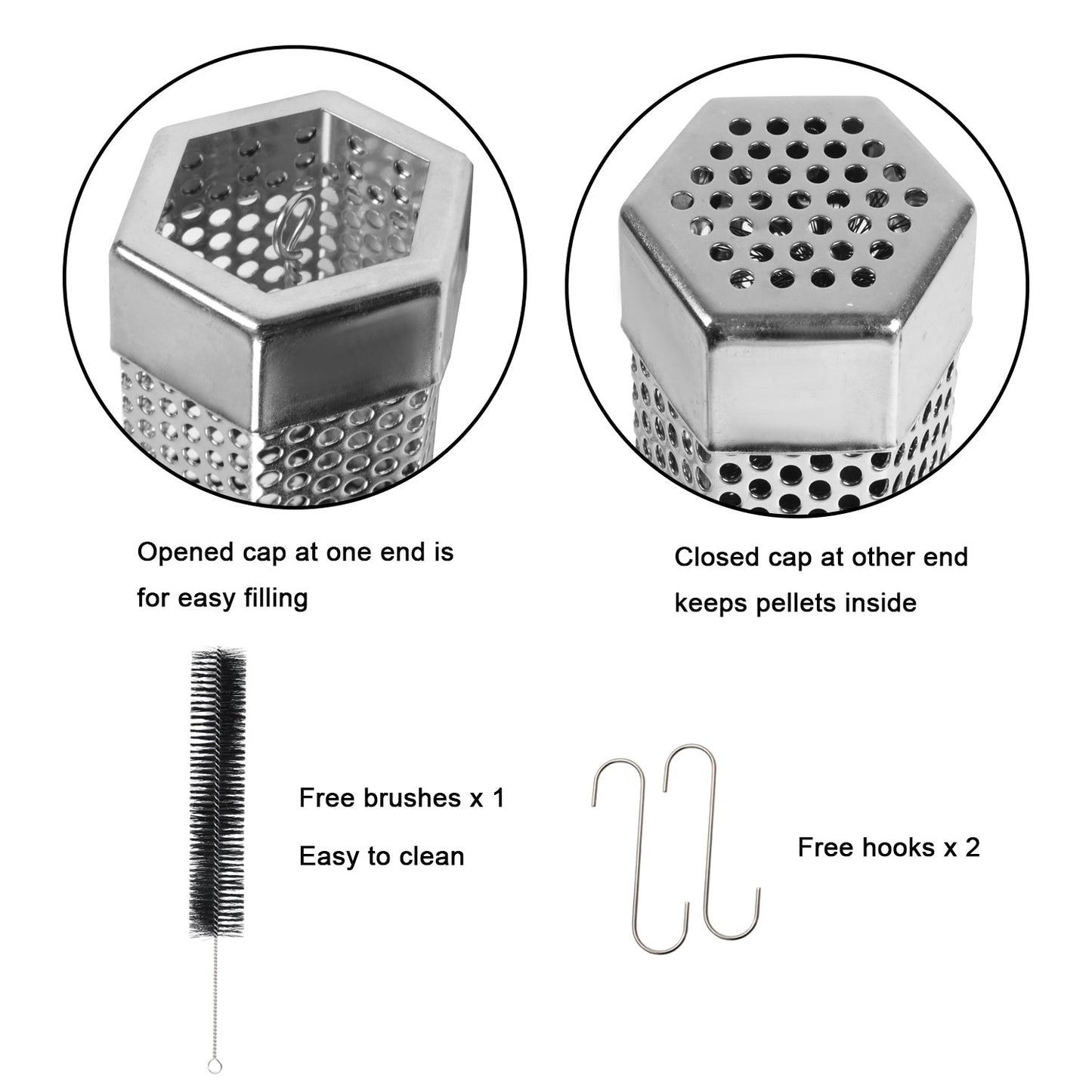 Asmoke BBQ Set (Includes Two Meat Claws, a Pellet Smoker Tube and Metal Skewers) - Image 6