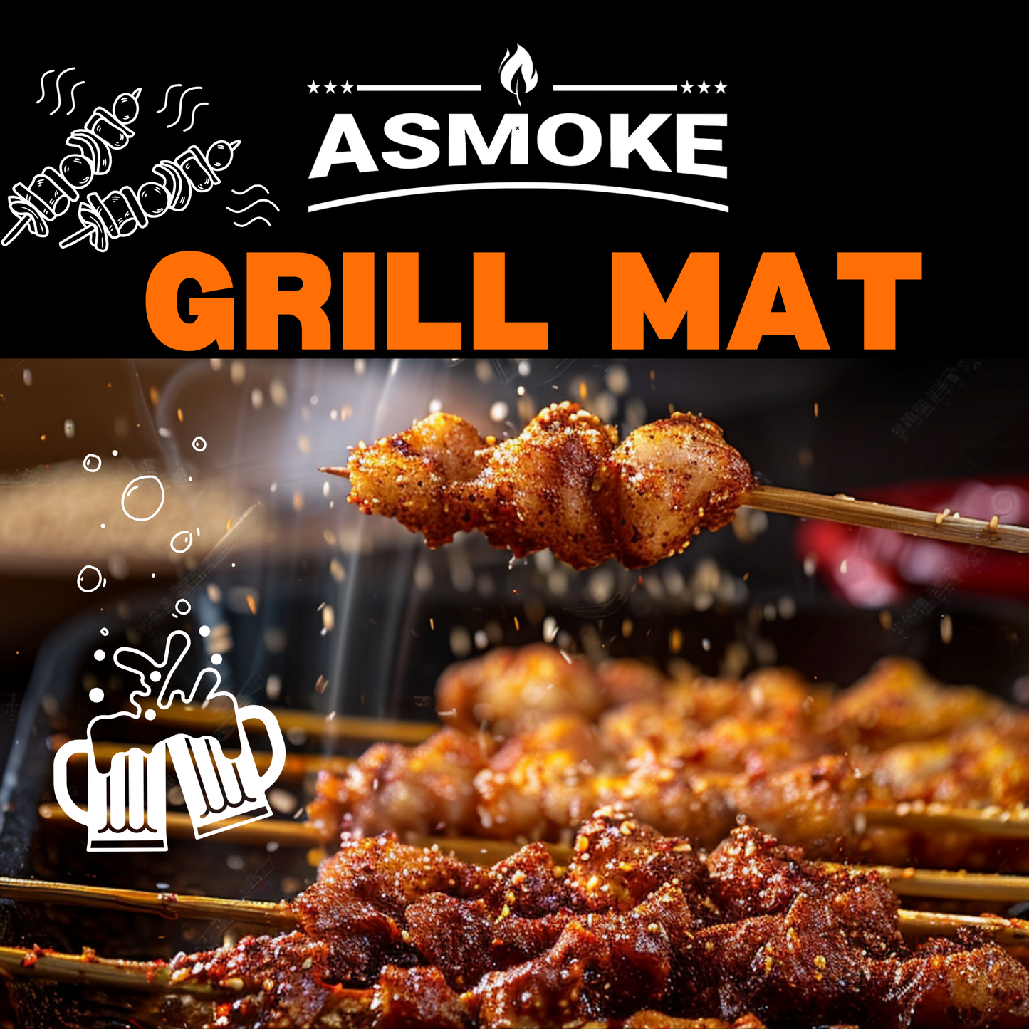 ASMOKE Premium Copper & Black BBQ Grill Mats (2-Pack) - Non-Stick PTFE Coating, Cooking Mats| Reusable and Easy to Clean - Image 3