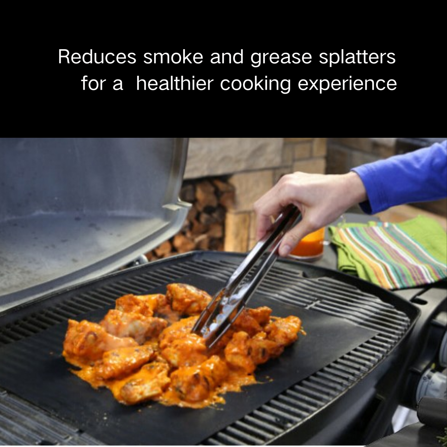 ASMOKE Premium Copper & Black BBQ Grill Mats (2-Pack) - Non-Stick PTFE Coating, Cooking Mats| Reusable and Easy to Clean - Image 4