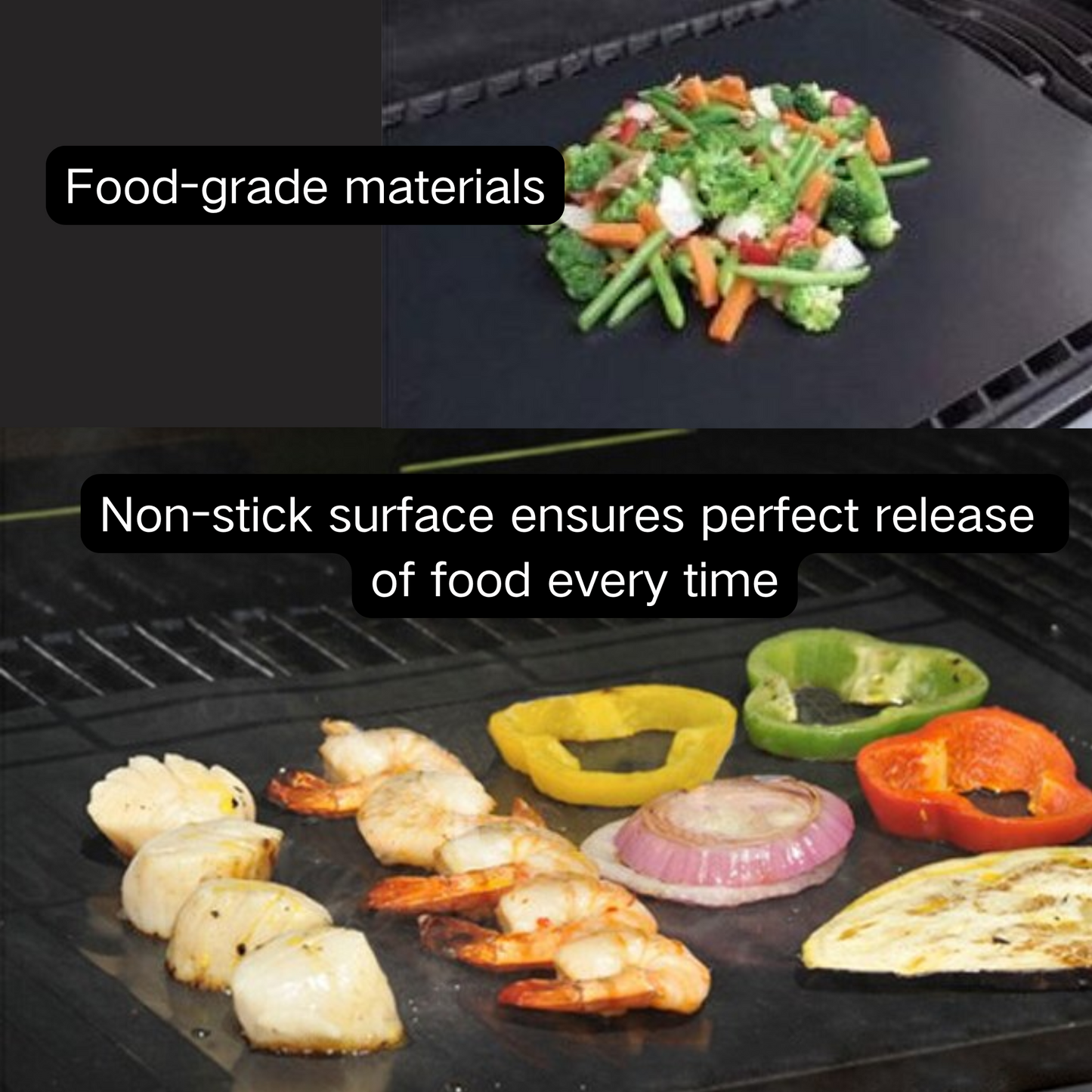 ASMOKE Premium Copper & Black BBQ Grill Mats (2-Pack) - Non-Stick PTFE Coating, Cooking Mats| Reusable and Easy to Clean - Image 5
