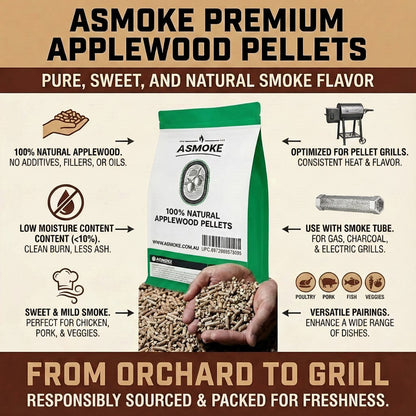 ASMOKE 19kg (40lbs) Premium Apple Wood BBQ Smoker Pellets Bulk Bundle (8 x 2.27kg Bags) - Image 3