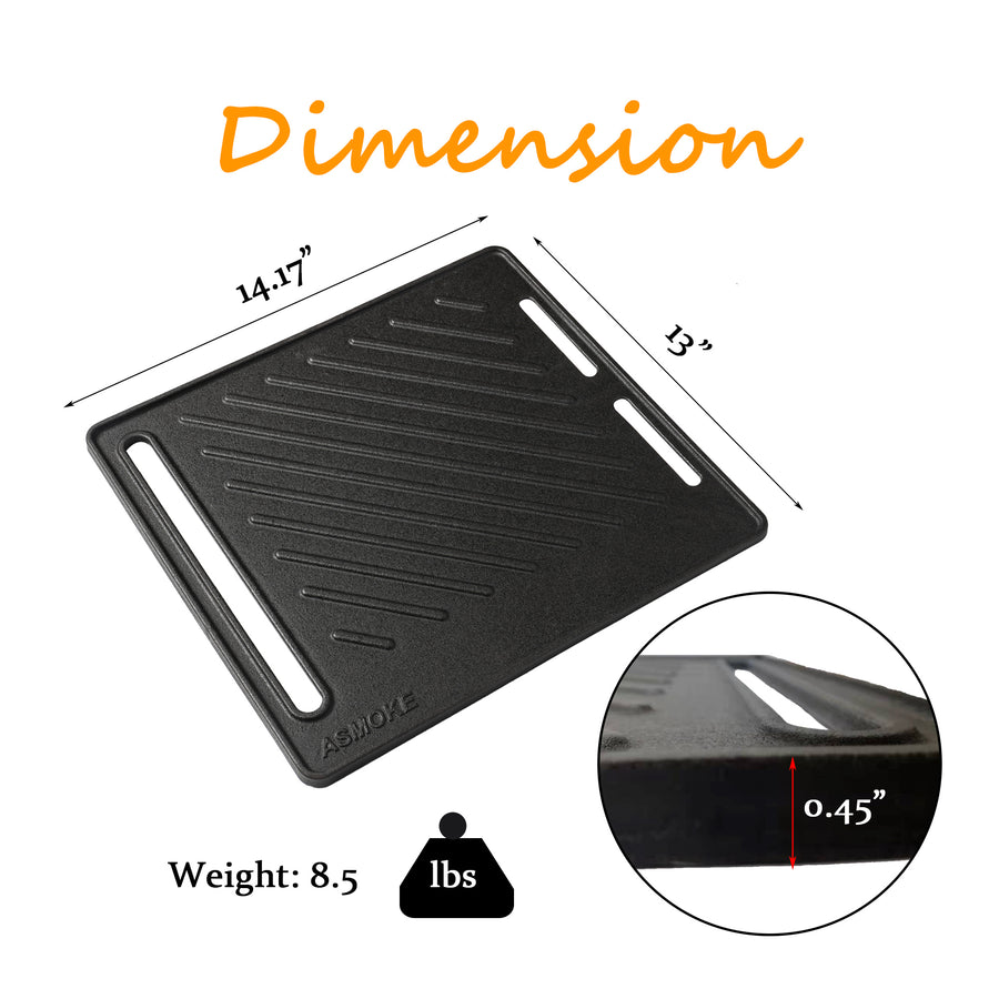 ASMOKE Pre-Seasoned Matte Enamel Cast Iron Reversible Grill/Griddle - Image 2