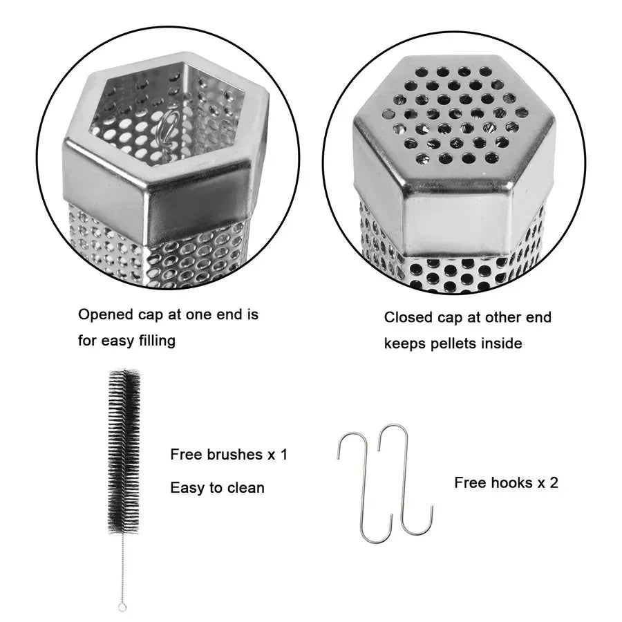 Asmoke BBQ Set (Includes Two Meat Claws, a Pellet Smoker Tube and Metal Skewers) - Image 9