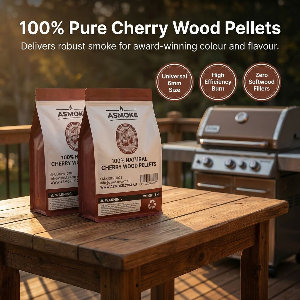 ASMOKE 100% Natural Cherry Wood BBQ Smoker Pellets (9kg / 20lbs) x2 - Image 2