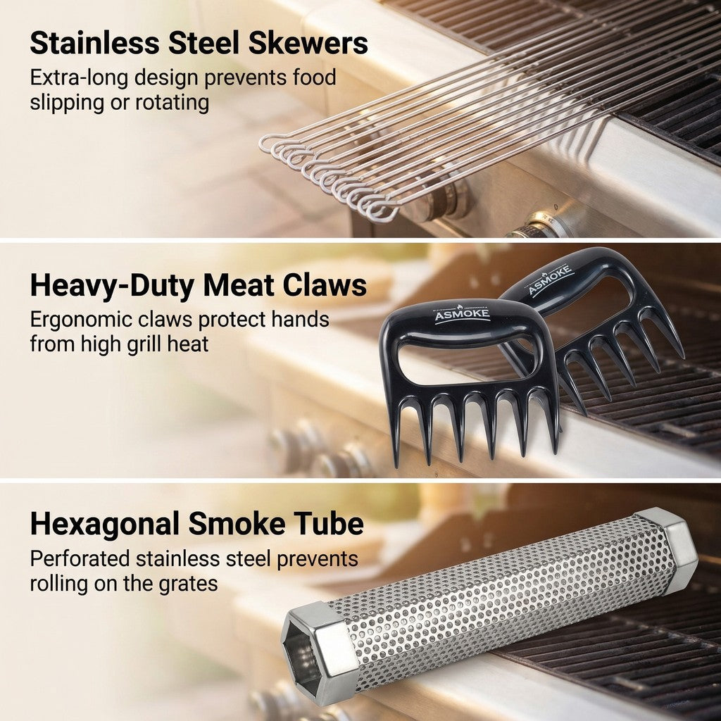 ASMOKE Essential Smart Portable Wood Pellet Grill & 3pc BBQ Tool Set & 5lb Applewood Pellets - Image 4