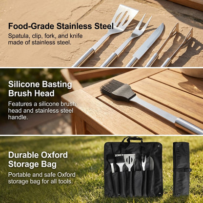 ASMOKE Essential Portable Smart Wood Pellet Grill Smoker & 6pc BBQ Tool Set + 20lb Applewood Pellets Bundle - Image 5
