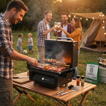 ASMOKE Essential Portable Smart Wood Pellet Grill Smoker & 6pc BBQ Tool Set + 20lb Applewood Pellets Bundle - Image 7