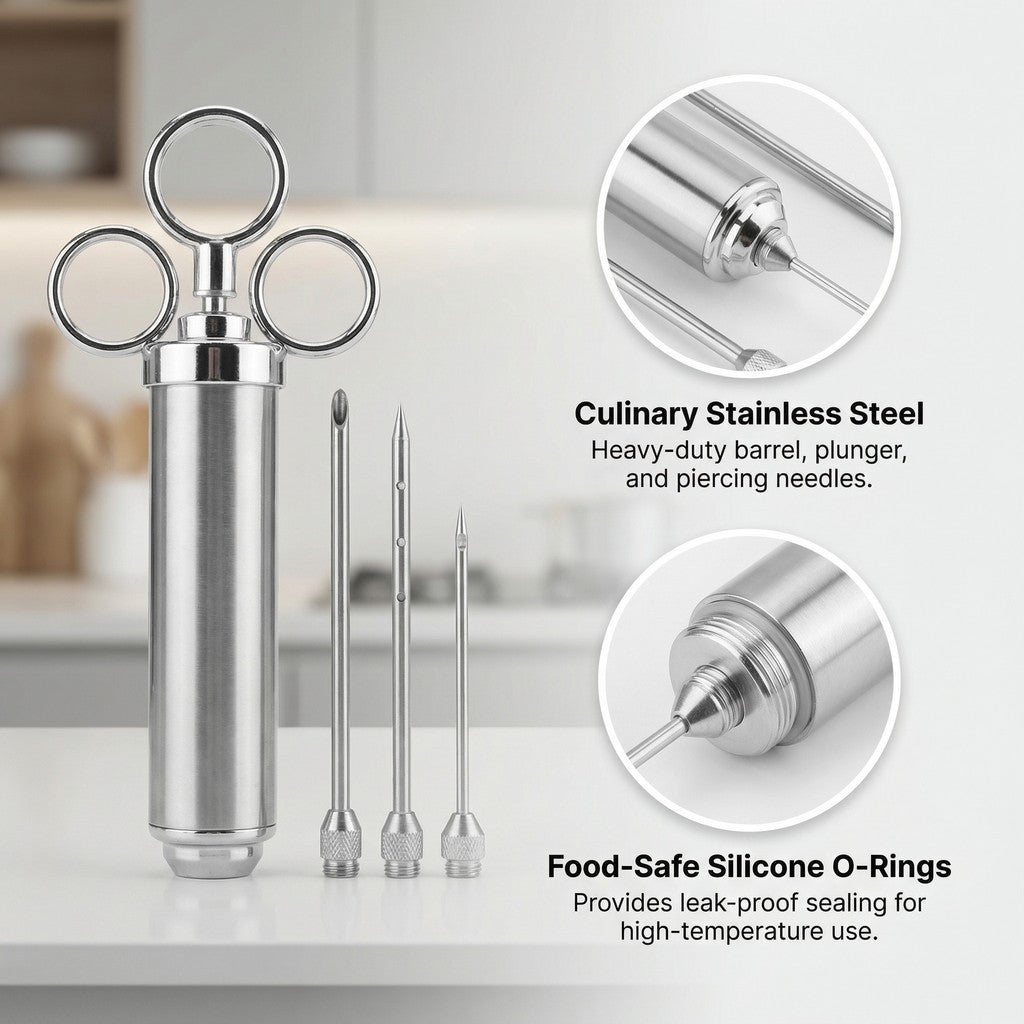 ASMOKE Stainless Steel Meat Injector Syringe Kit - Image 3